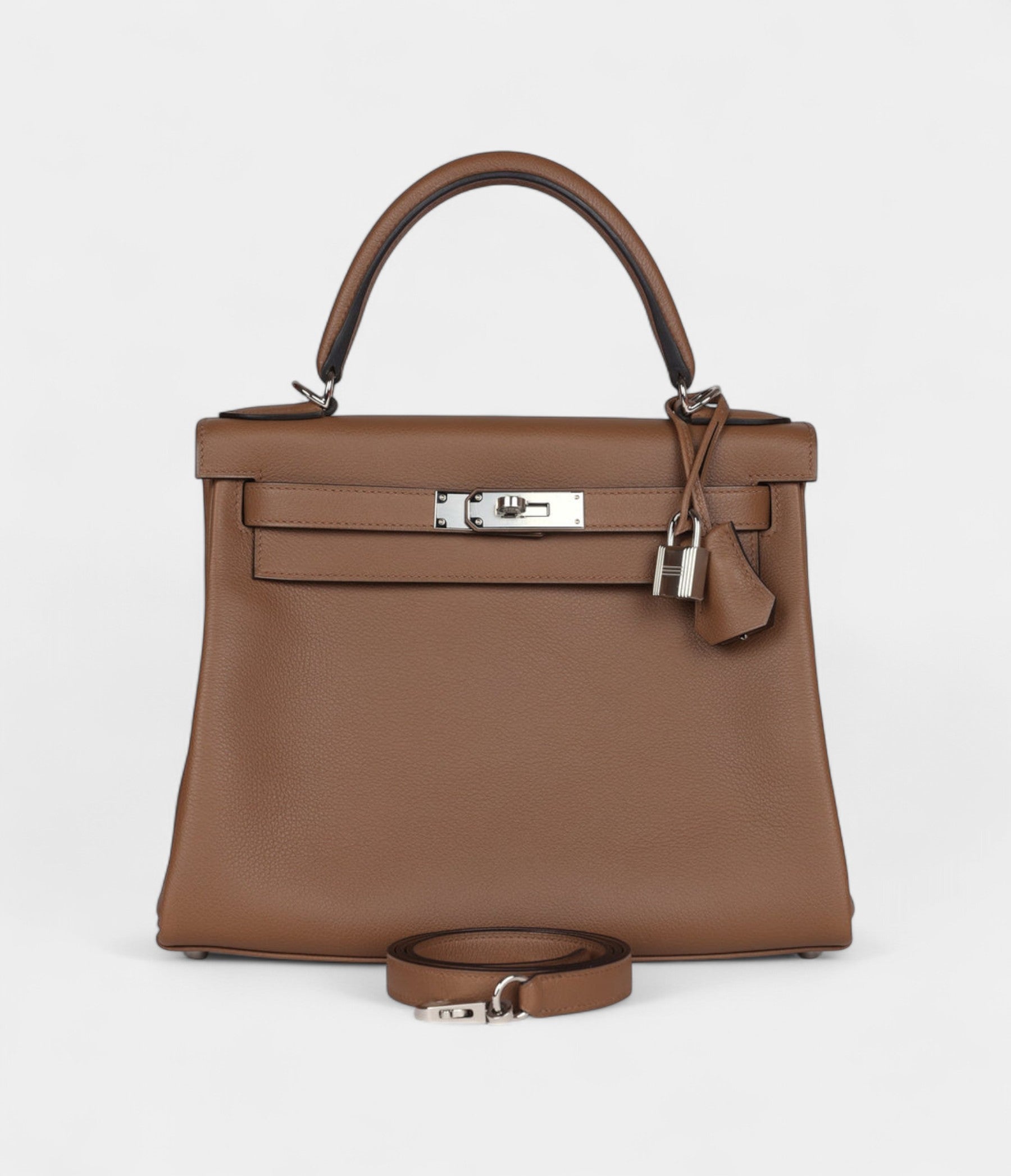 Hermes Kelly 28 Chestnut Evercolor Palladium Hardware