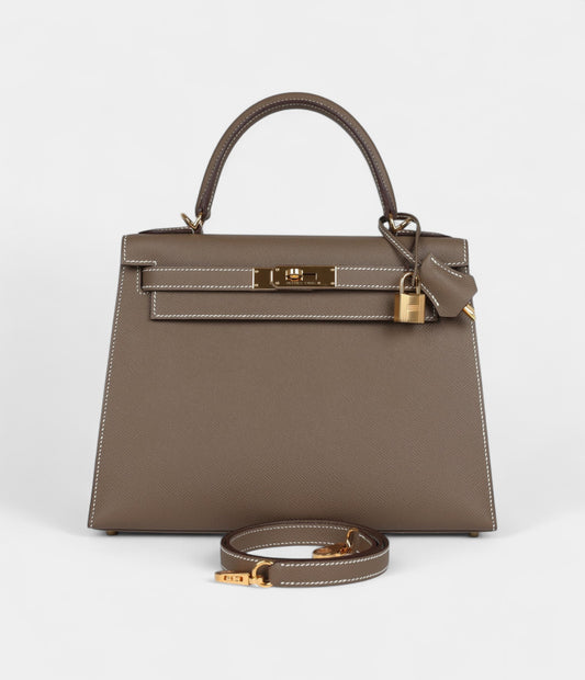 Hermes Kelly 28 Etoupe Epsom Gold Hardware
