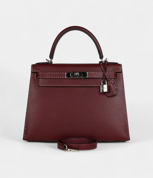 Hermes Kelly 28 Rouge H Monsieur Palladium Hardware