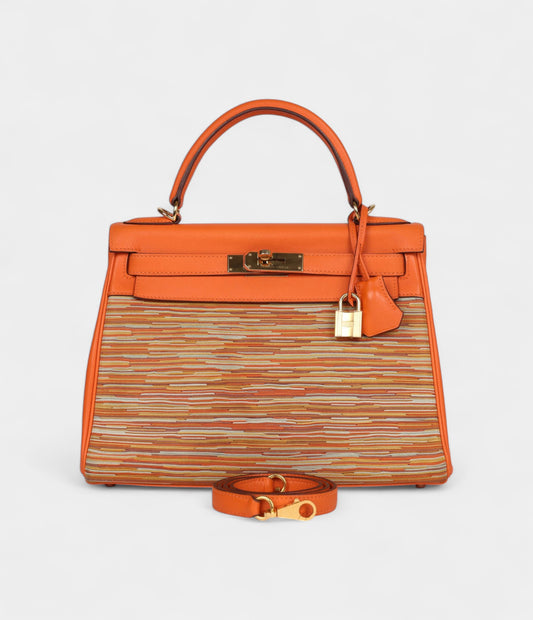 Hermes Kelly 28 Vibrato Orange Evercalf Gold Hardware