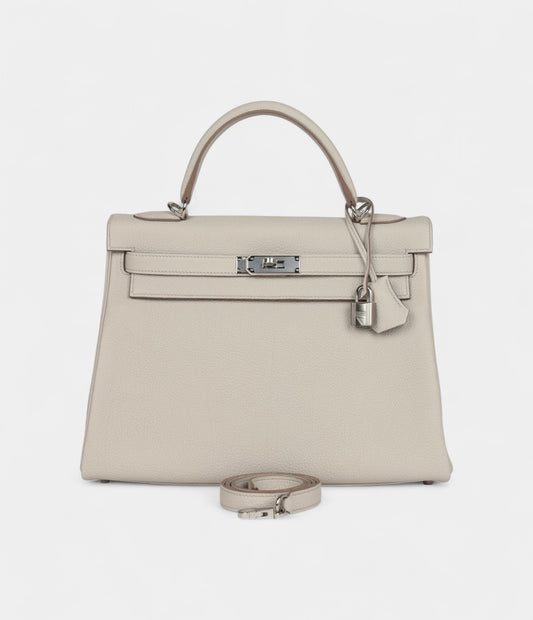 Hermes Kelly 32 Beton Togo Palladium Hardware