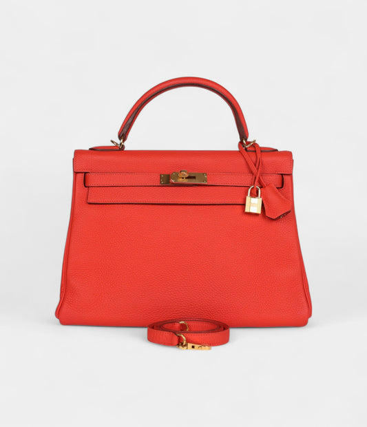 Hermès Kelly 32 Capucine Togo Gold Hardware