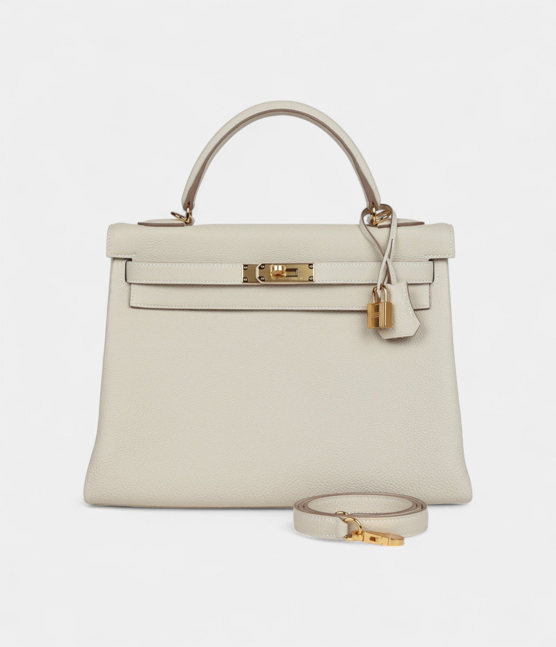 Hermes Kelly 32 Craie Togo Gold Hardware