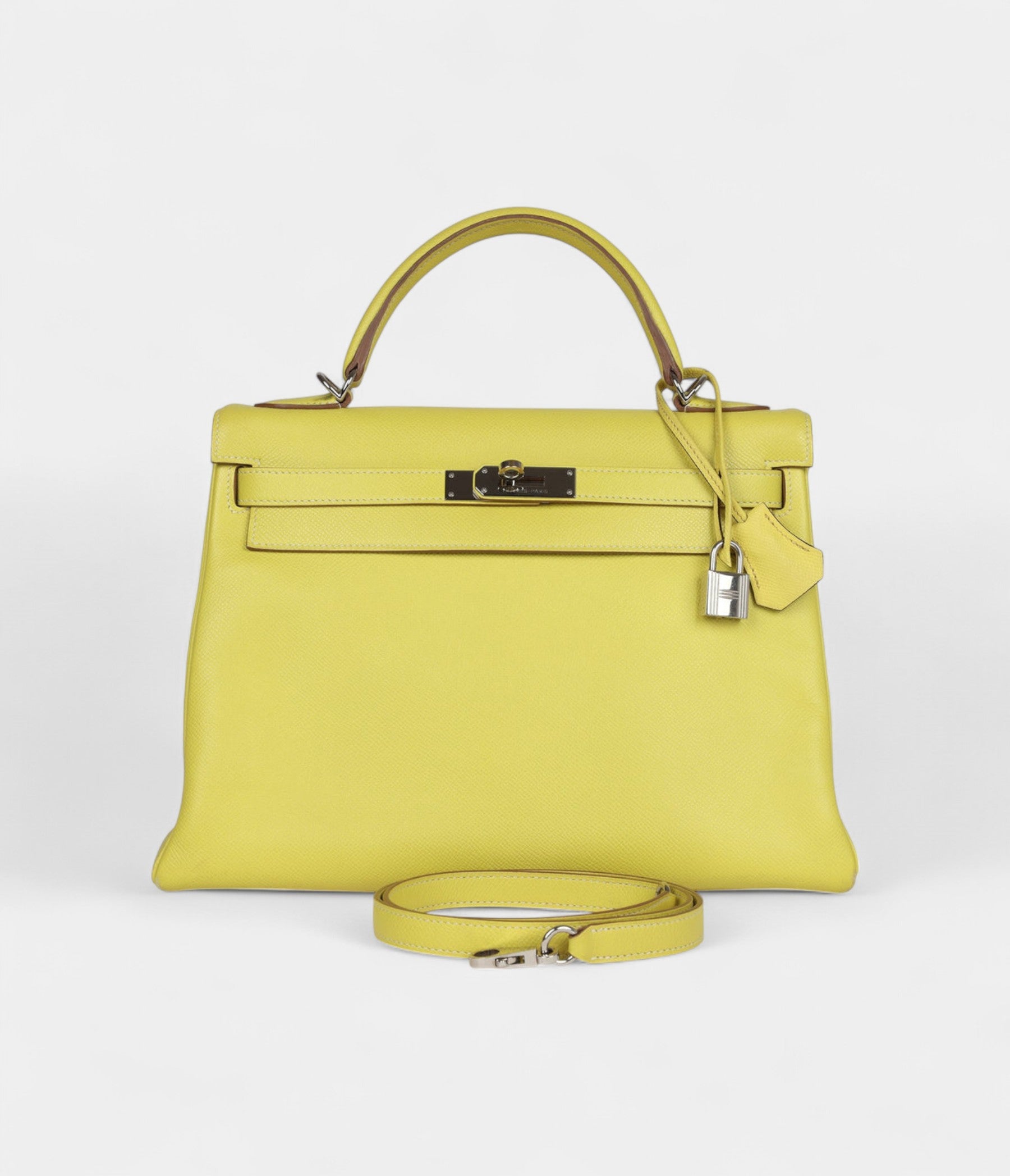 Hermes Kelly 32 Lime Candy Epsom Palladium Hardware