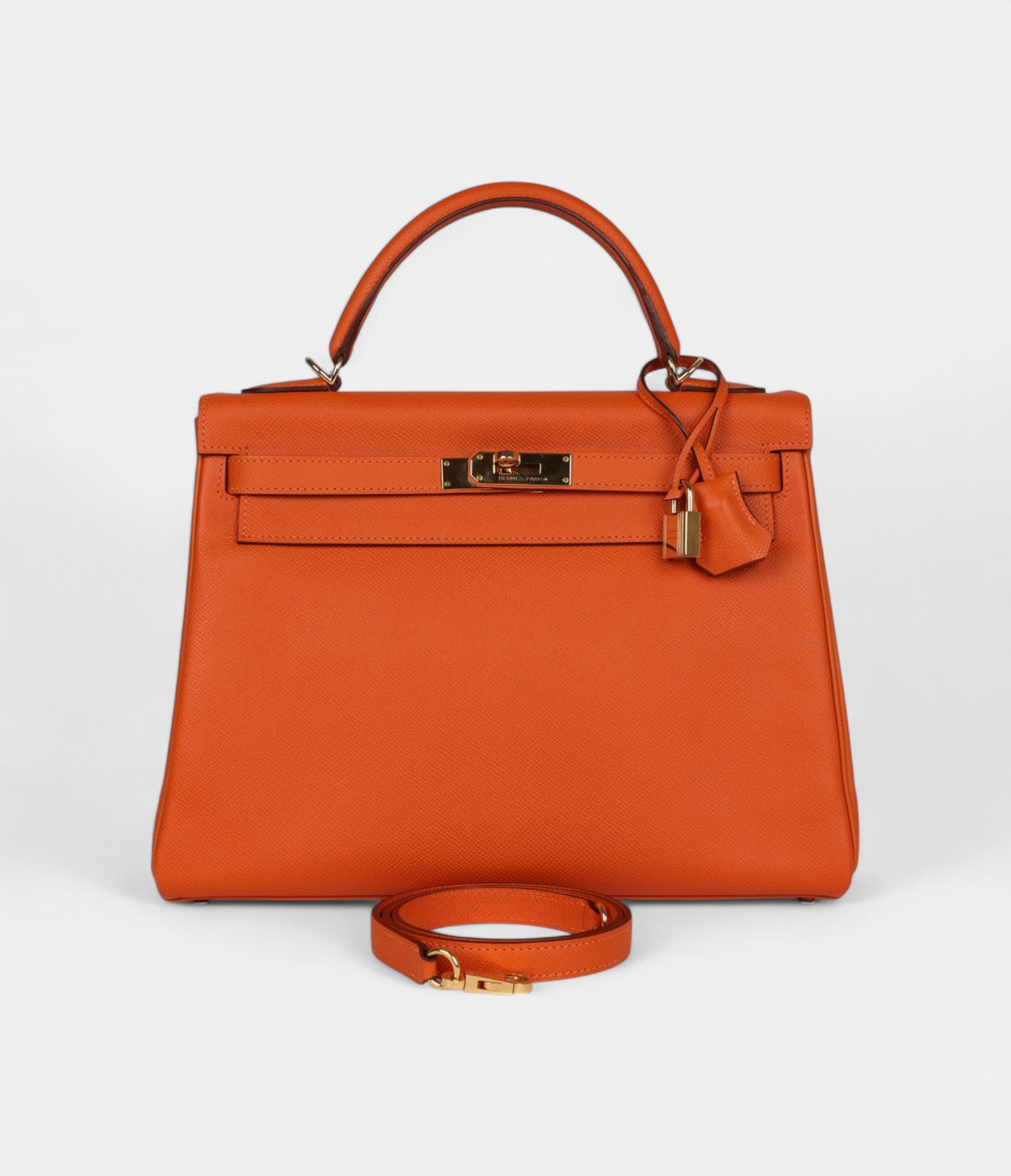 Hermes Kelly 32 Orange H Epsom Gold Hardware
