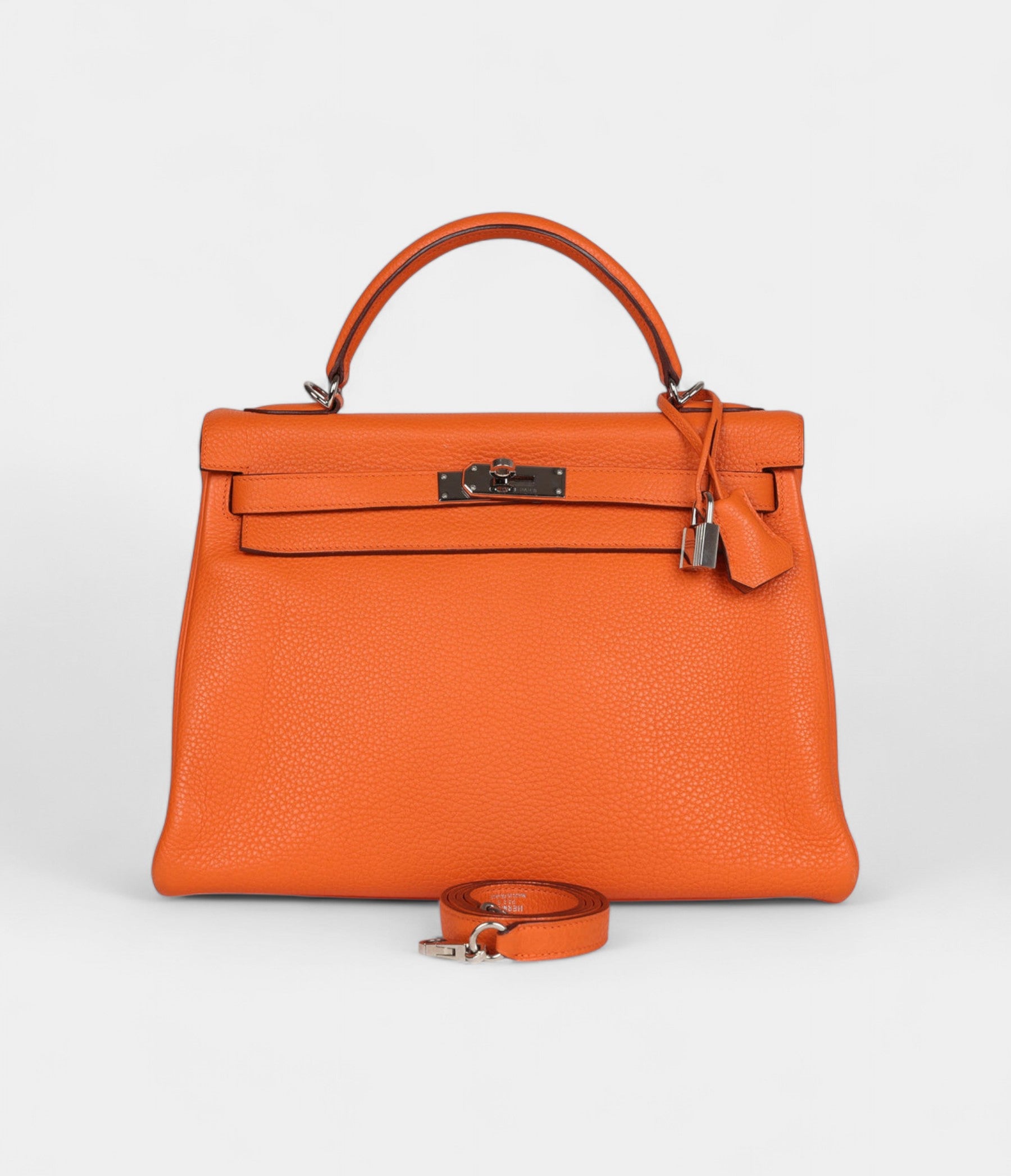 Hermès Kelly 32 Orange Togo Palladium Hardware