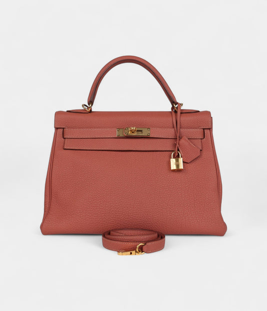 Hermès Kelly 32 Rosy Togo Gold Hardware