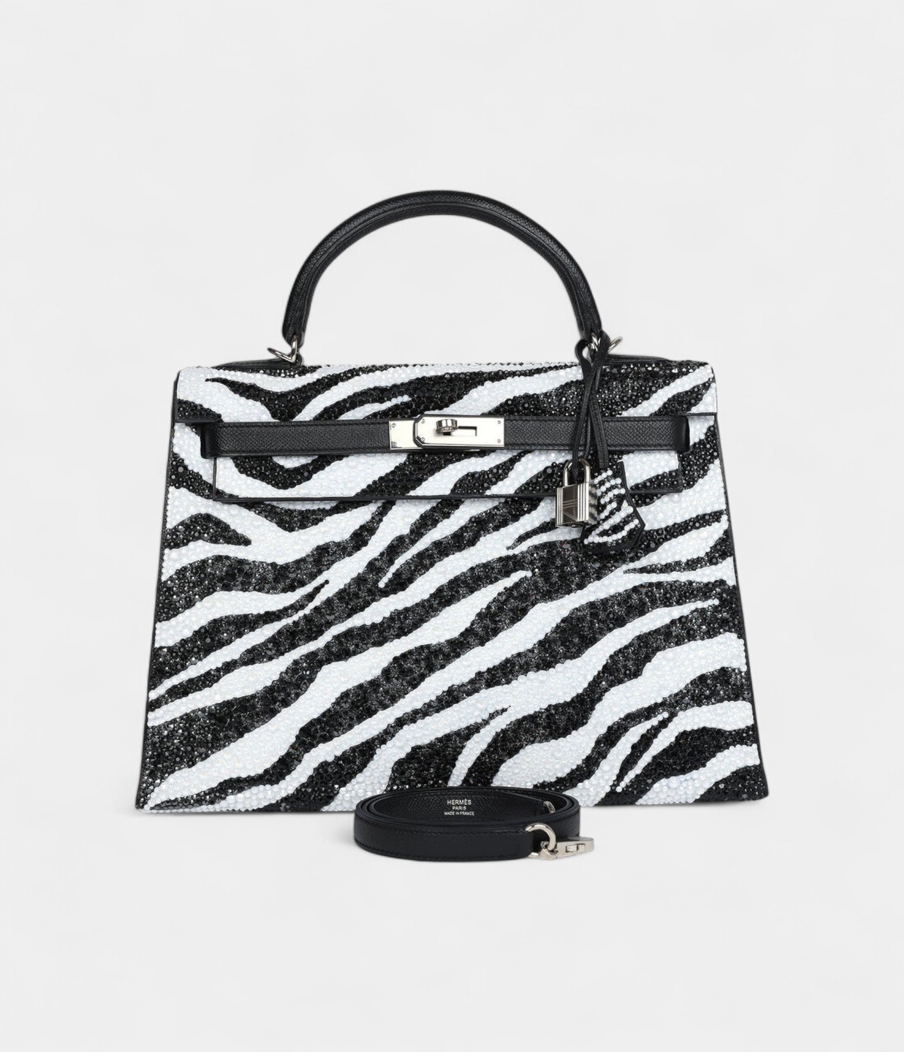 Hermès Kelly 32 Zebra Black Epsom Palladium Hardware