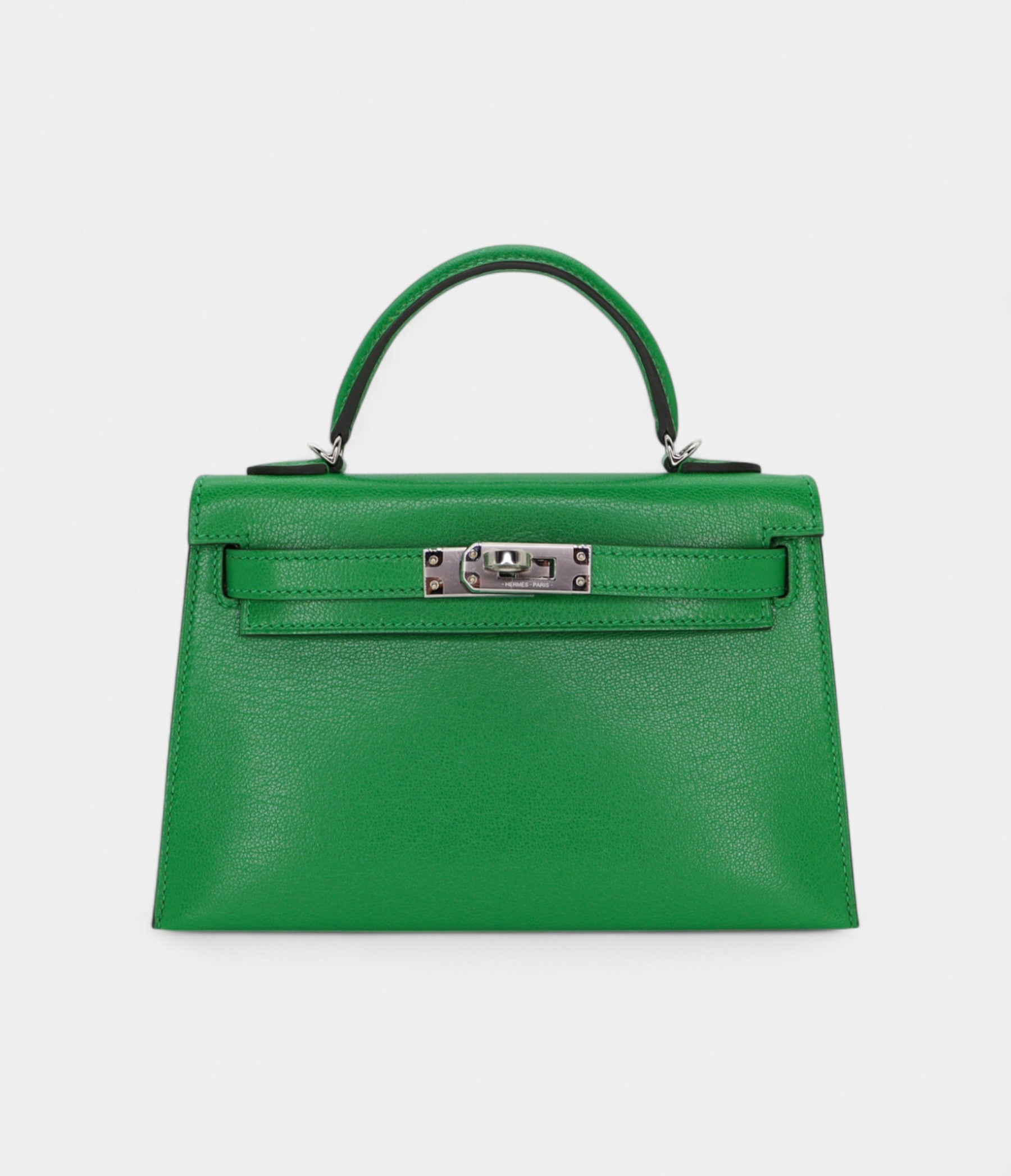 Hermès Kelly II Sellier Mini Bambou Chevre Leather Palladium Hardware