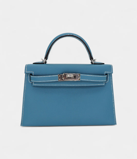 Hermès Kelly II Sellier Mini Bleu Jean Epsom Leather Palladium Hardware