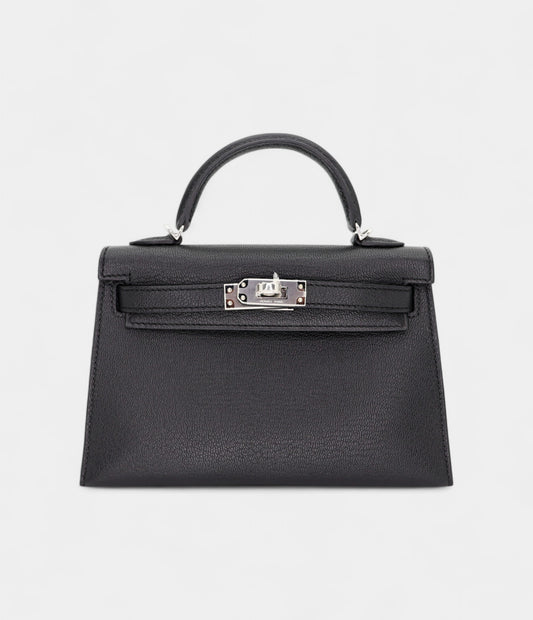 Hermès Kelly II Sellier Mini Black/Rouge H Chevre Leather Palladium Hardware