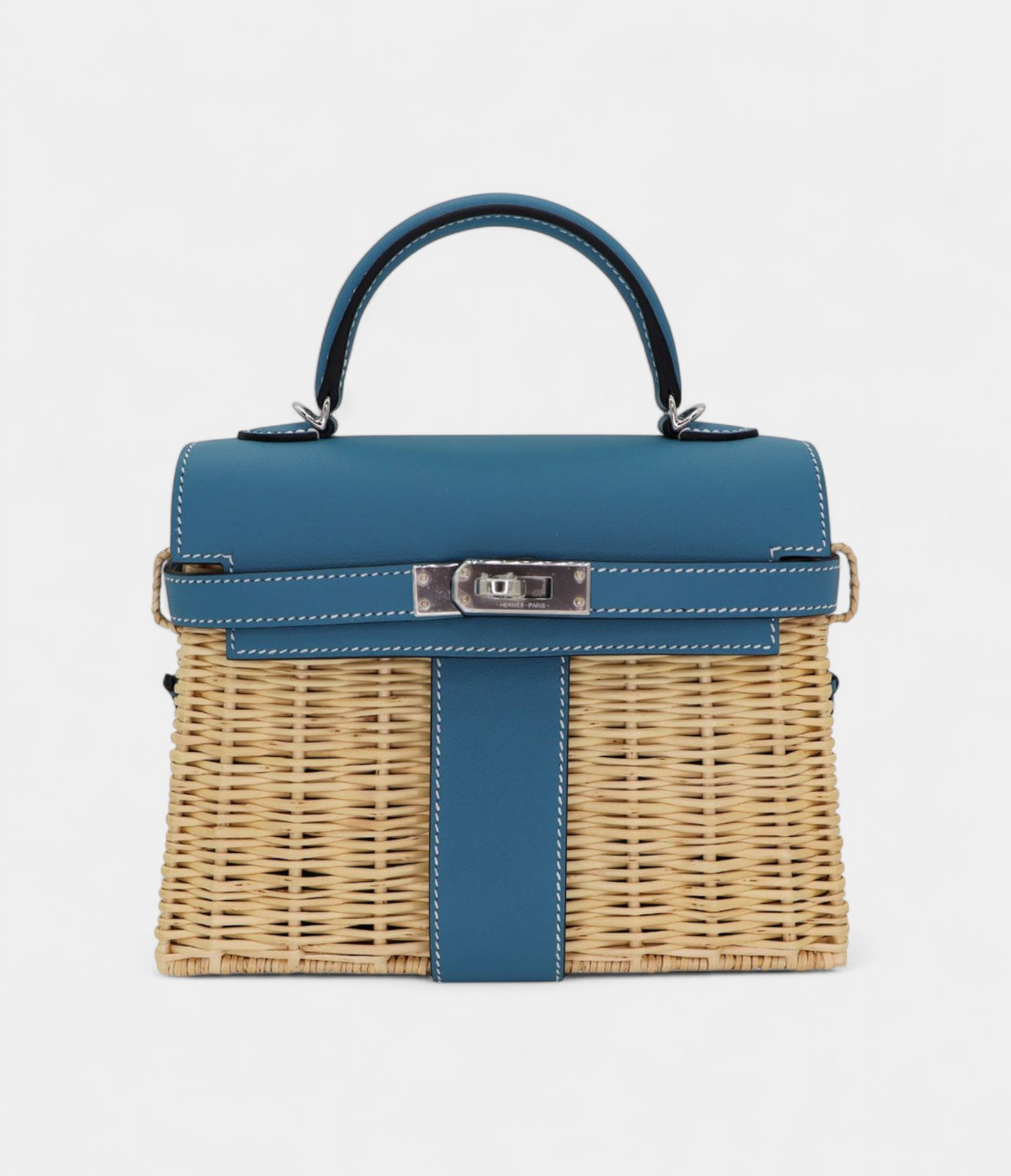 Hermès Kelly II Sellier Mini Picnic Bleu Jean Swift Leather Palladium Hardware