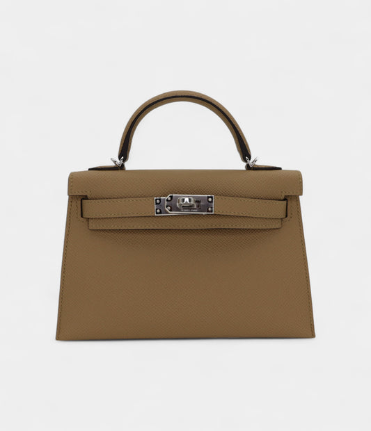 Hermès Kelly II Sellier Mini Poussiere Epsom Leather Palladium Hardware