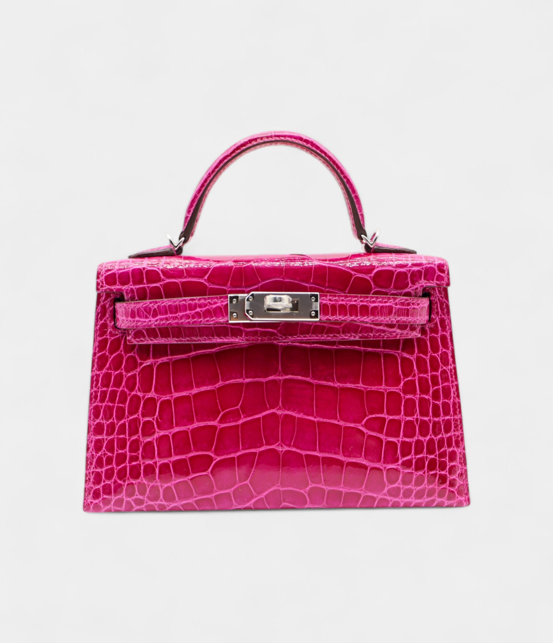 Hermès Kelly II Sellier Mini Rose Poupre Shiny Alligator Palladium Hardware