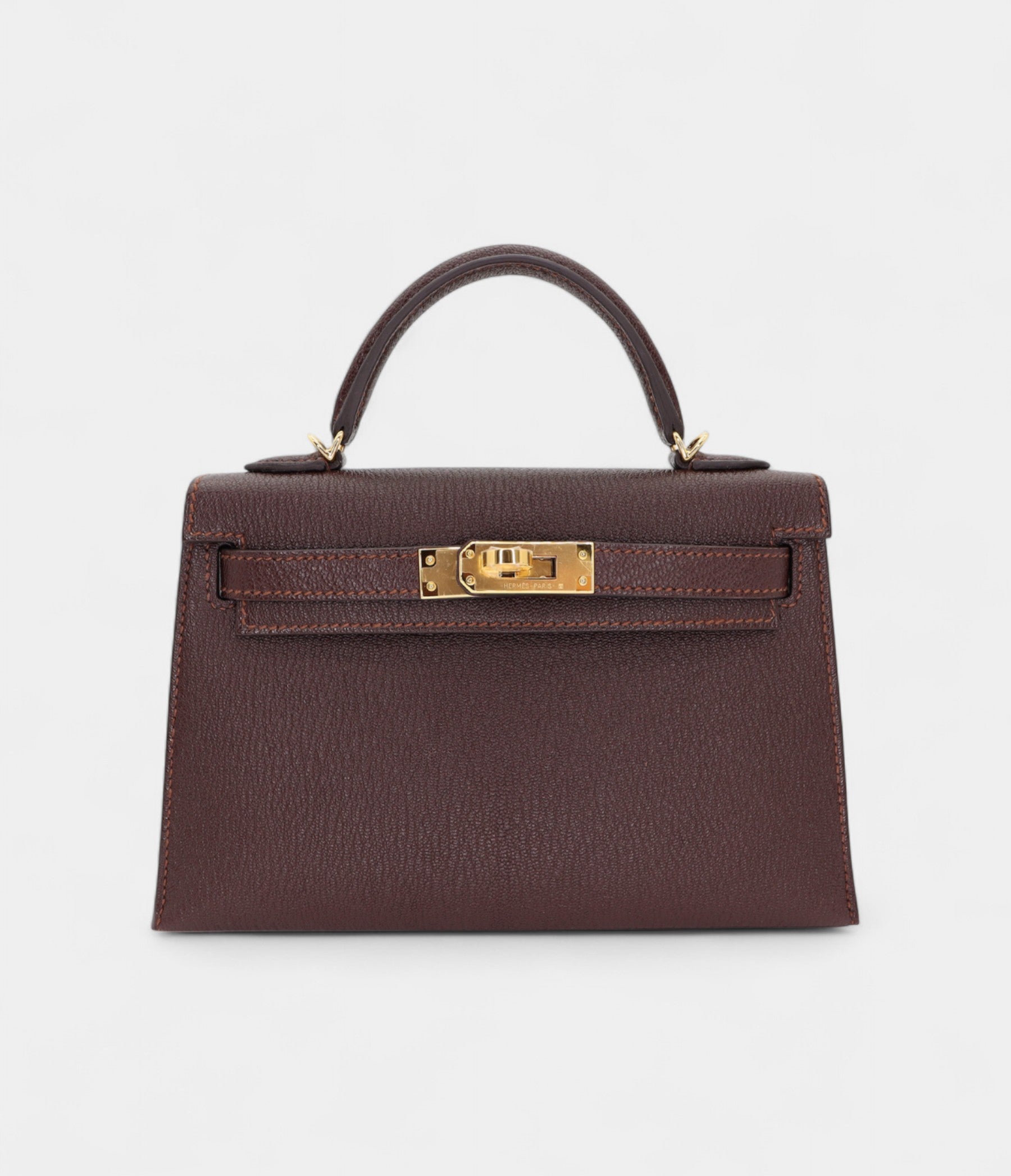 Hermès Kelly II Sellier Mini Verso Havane/Gris Touretelle Chèvre Leather Gold Hardware