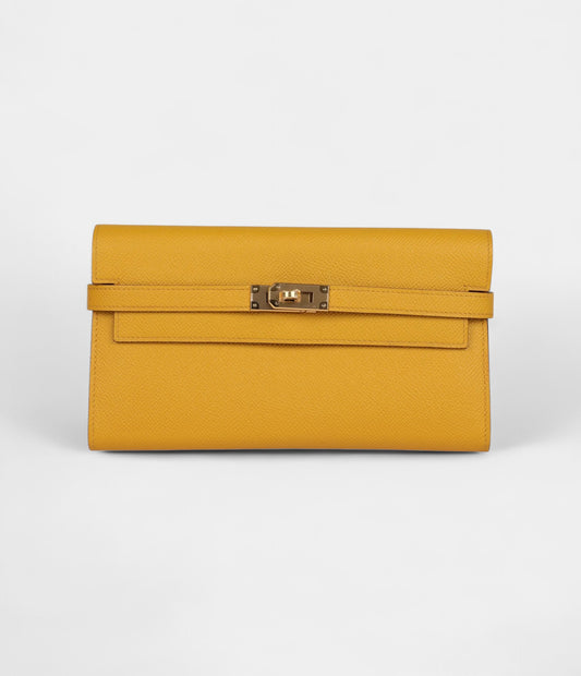 Hermès Kelly Long Wallet Jaune Ambre Epsom Gold Hardware