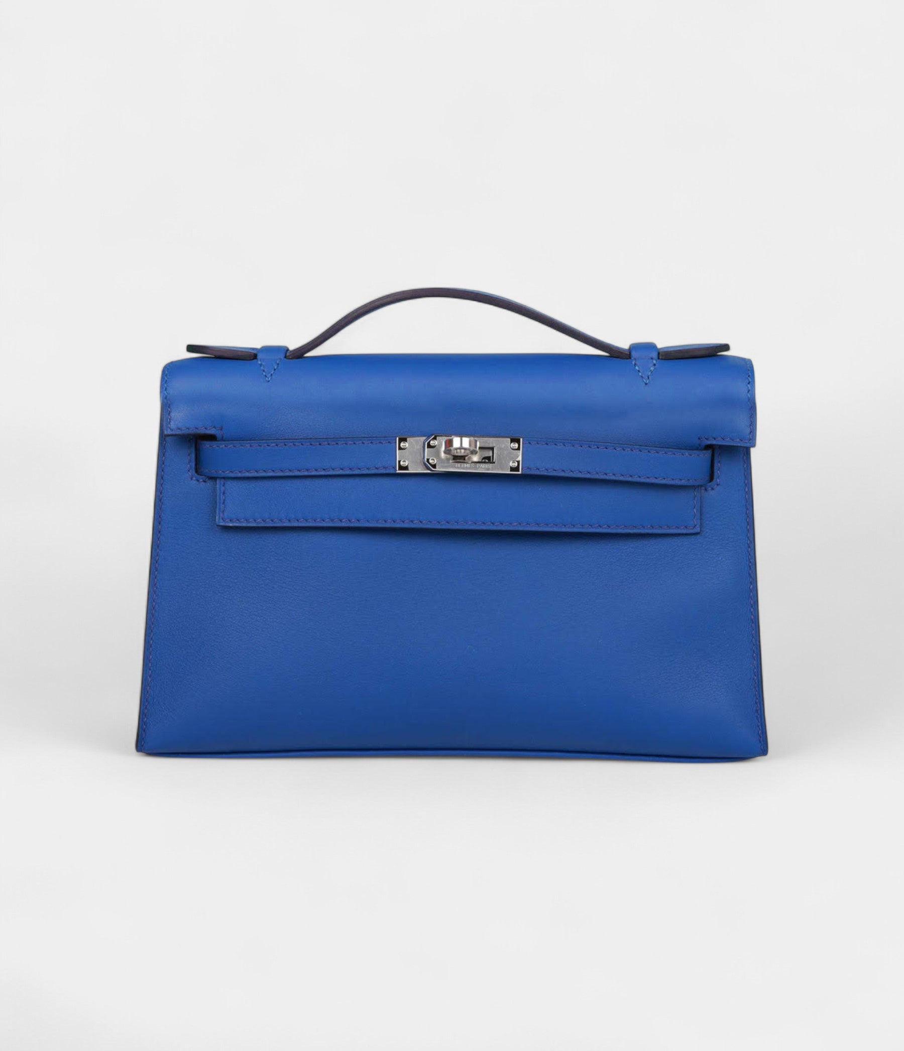 Hermès Kelly Pochette Bleu Royal Swift Palladium Hardware