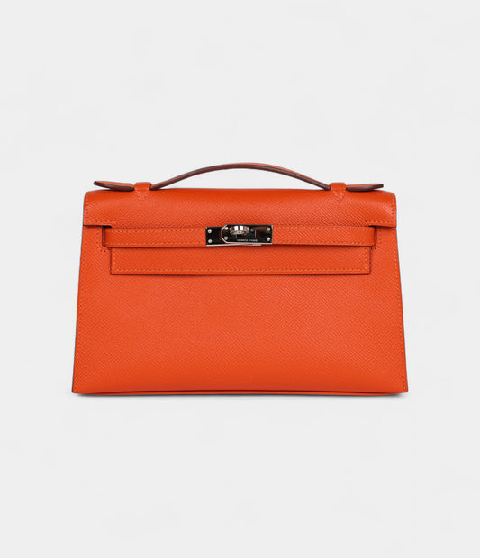 Hermès Kelly Pochette Feu Epsom Palladium Hardware