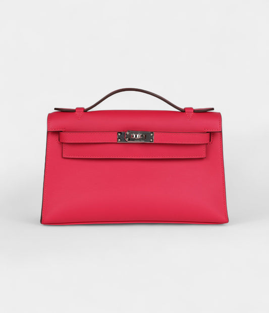 Hermès Kelly Pochette Rose Extreme Swift Palladium Hardware