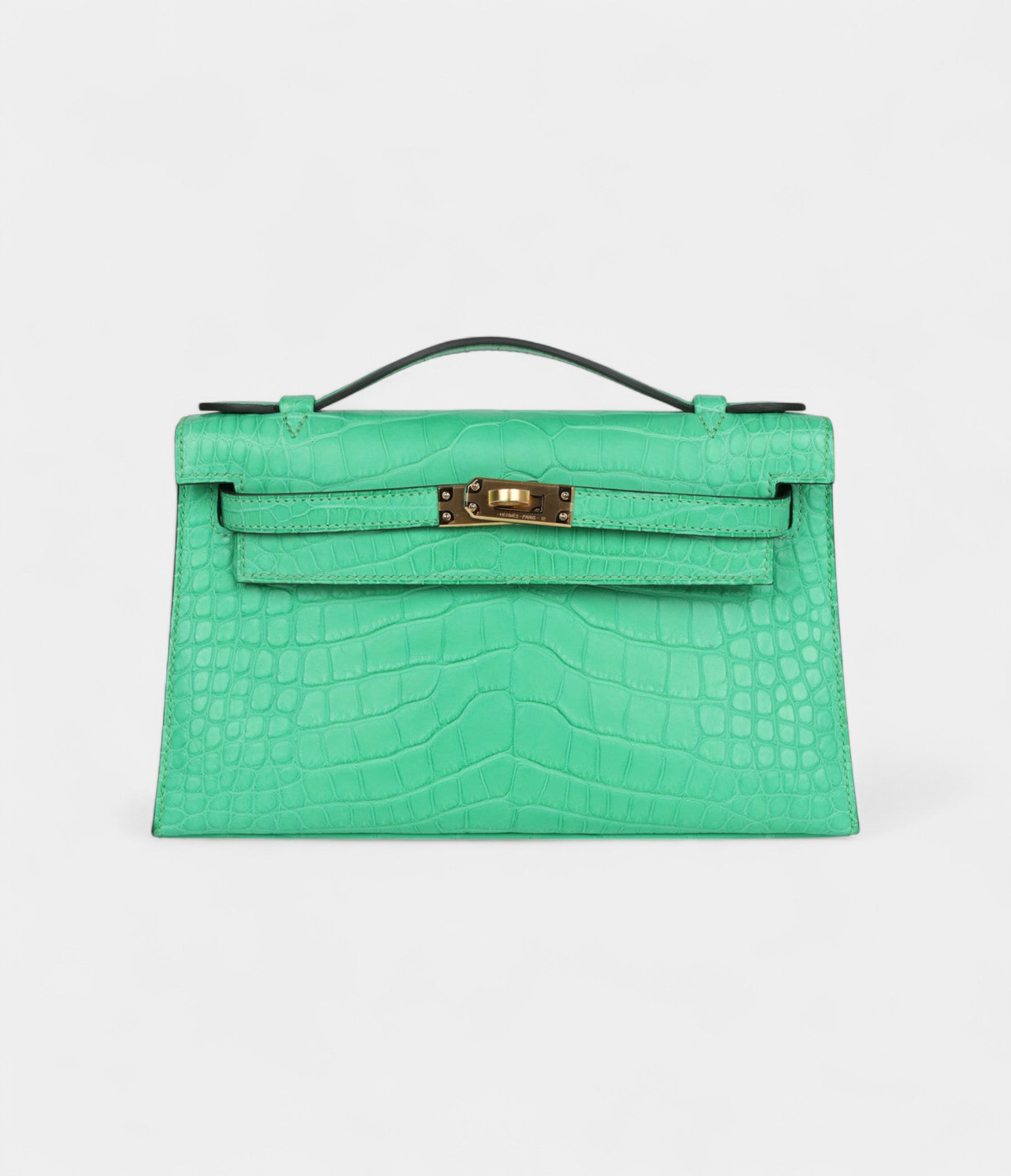 Hermès Kelly Pochette Vert Comics Matte Alligator Gold Hardware