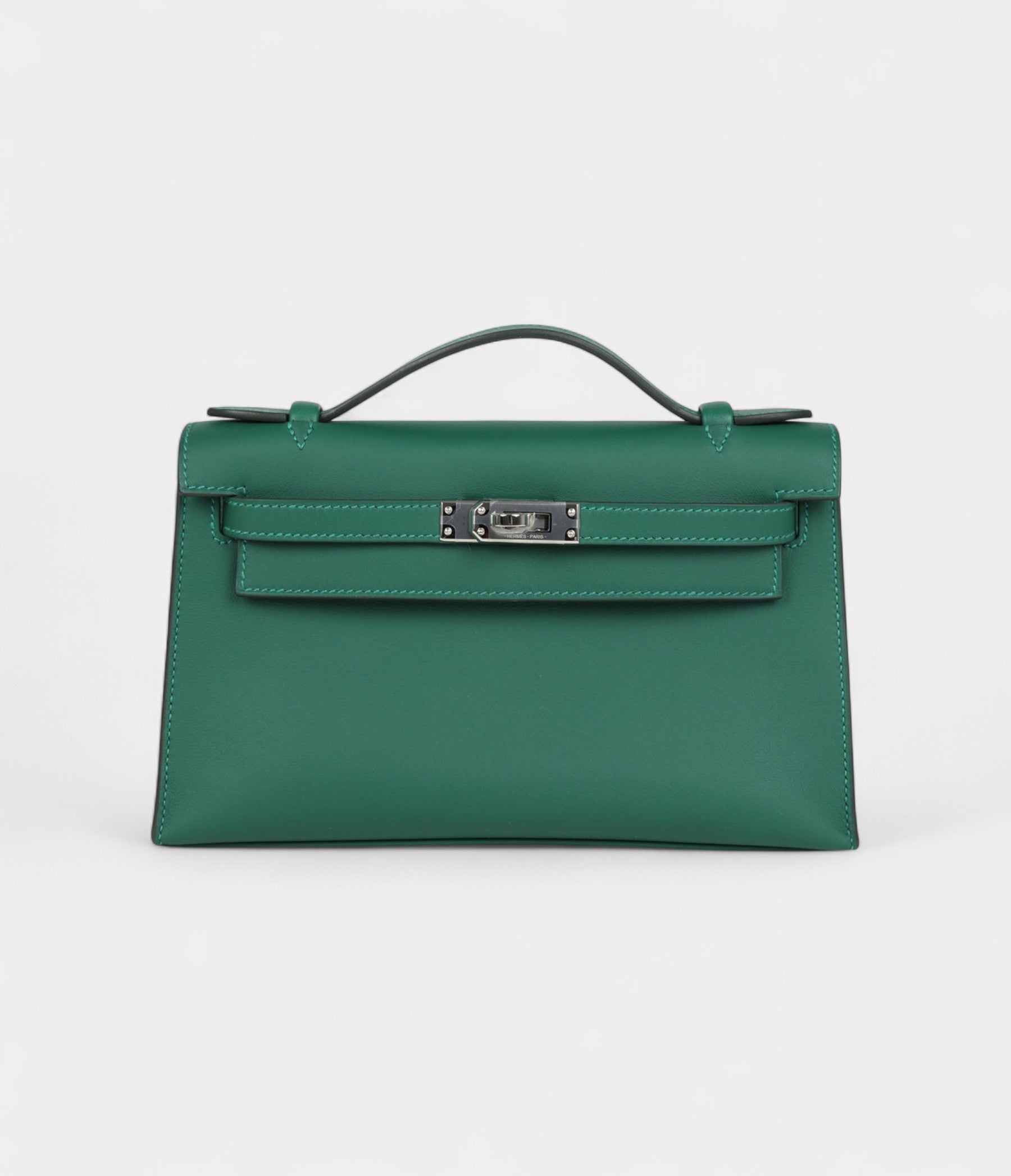 Hermès Kelly Pochette Vert Moyen Swift Palladium Hardware