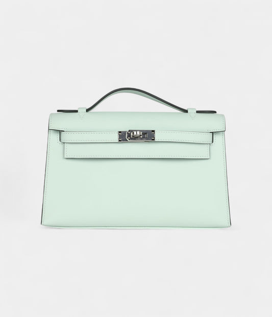 Hermès Kelly Pochette Vert Peppermint Swift Palladium Hardware
