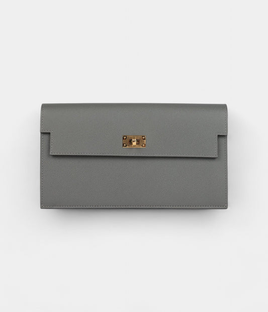 Hermès Kelly Pocket Long Wallet Gris Meyer Madame Gold Hardware