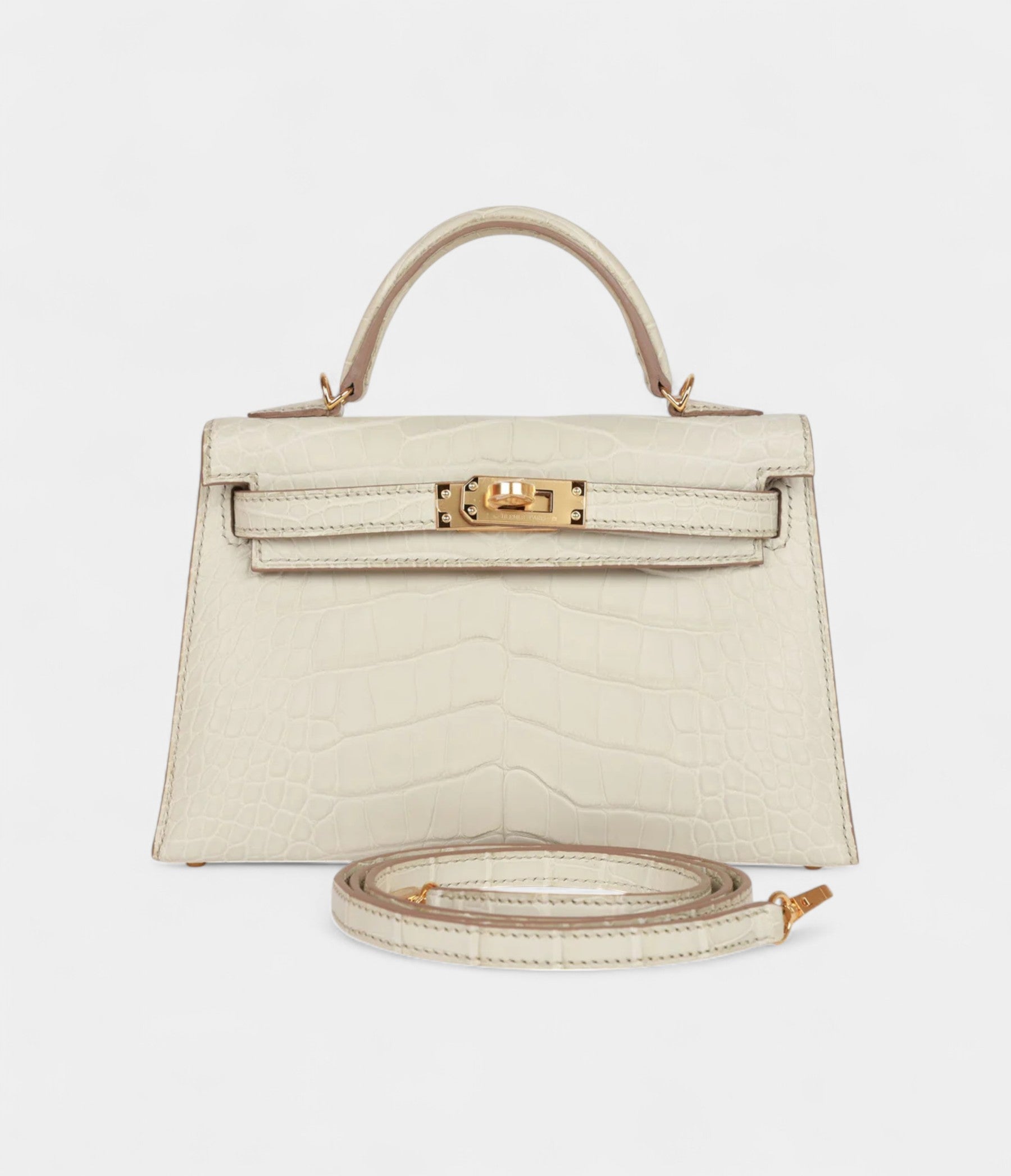 Hermès Kelly Sellier 20 Beton Matte Alligator Gold Hardware
