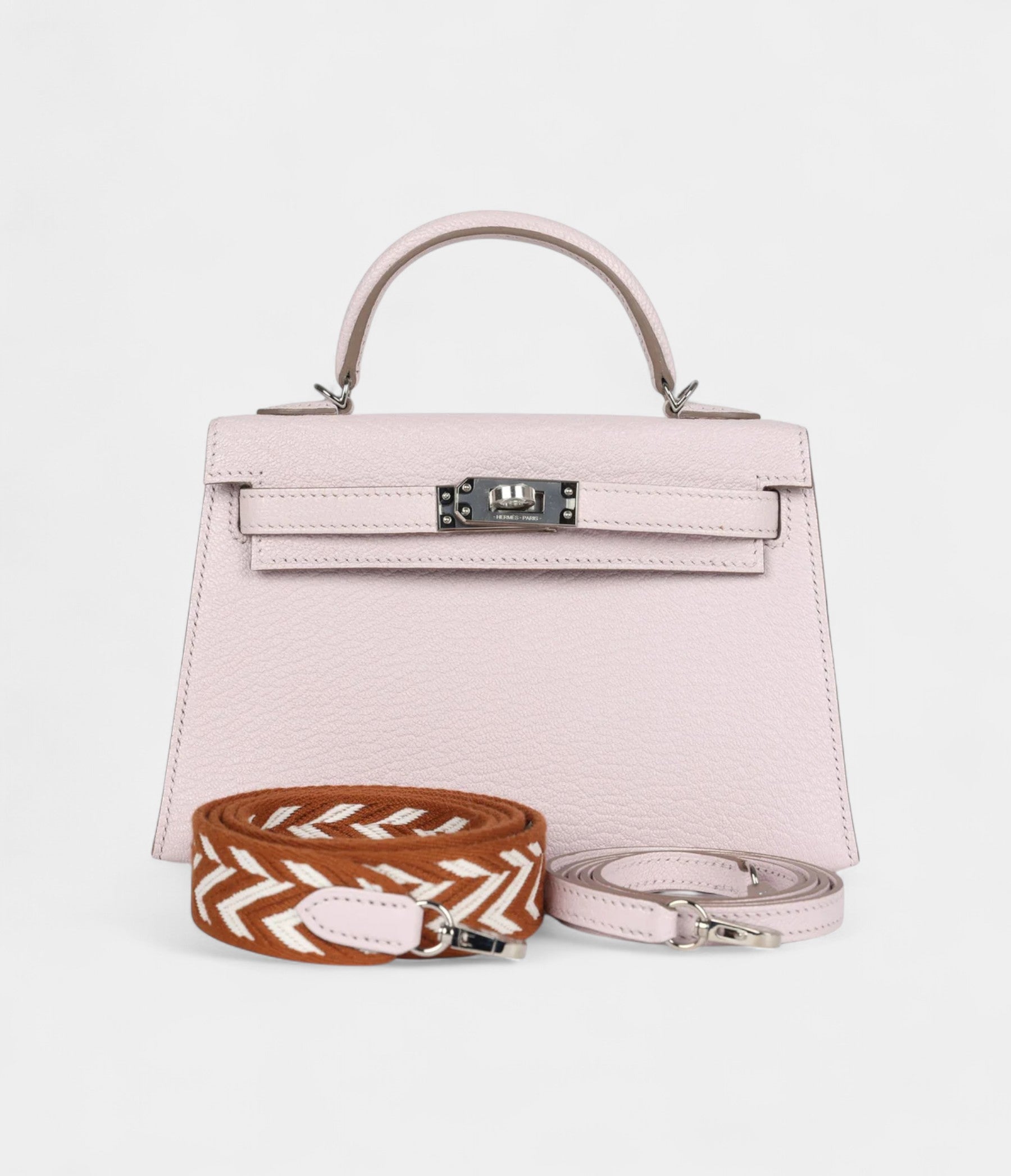 Hermès Kelly Sellier 20 Mauve Pale Chevre Palladium Hardware