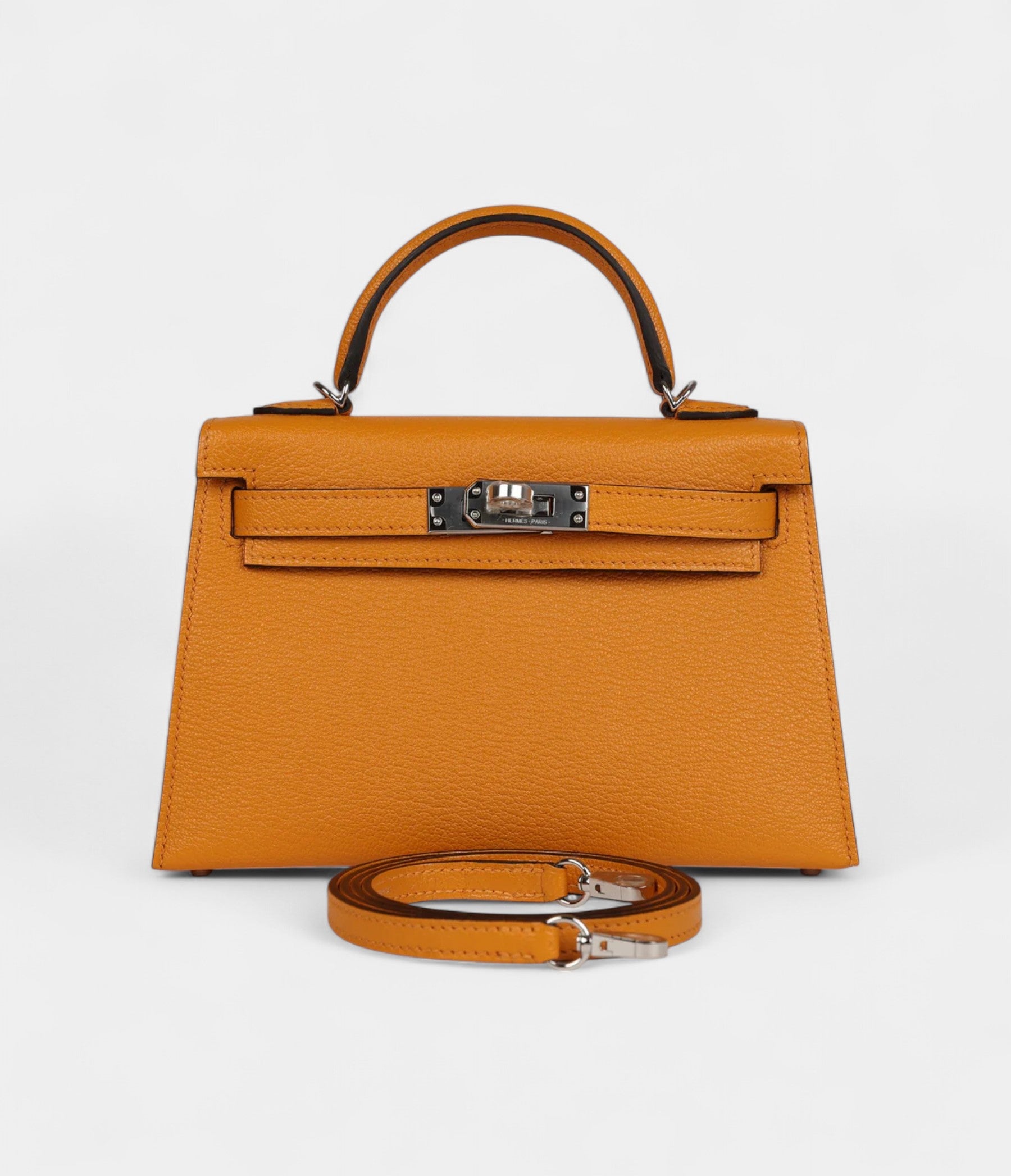 Hermès Kelly Sellier 20 Mustard Goat Palladium Hardware