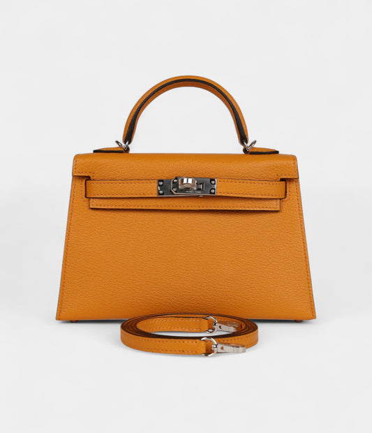 Hermès Kelly Sellier 20 Mustard Goat Palladium Hardware