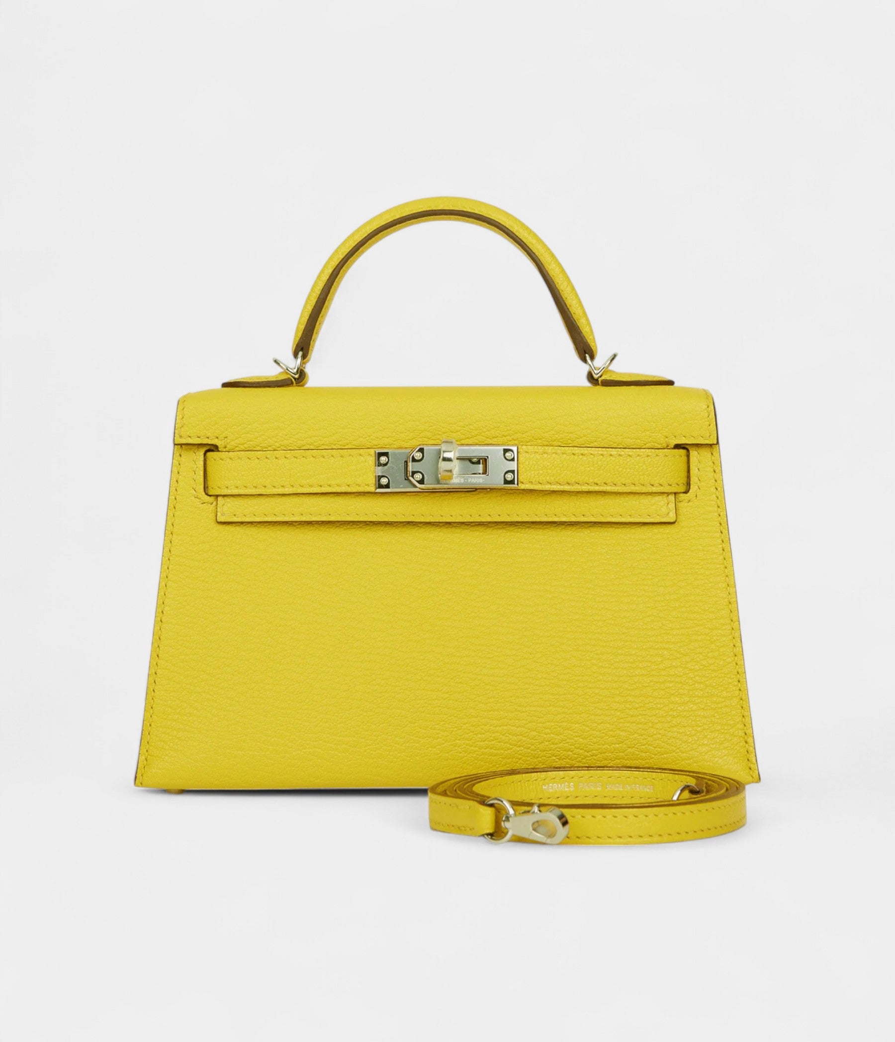 Hermès Kelly Sellier 20 Naples Yellow Verso Goat Palladium Hardware