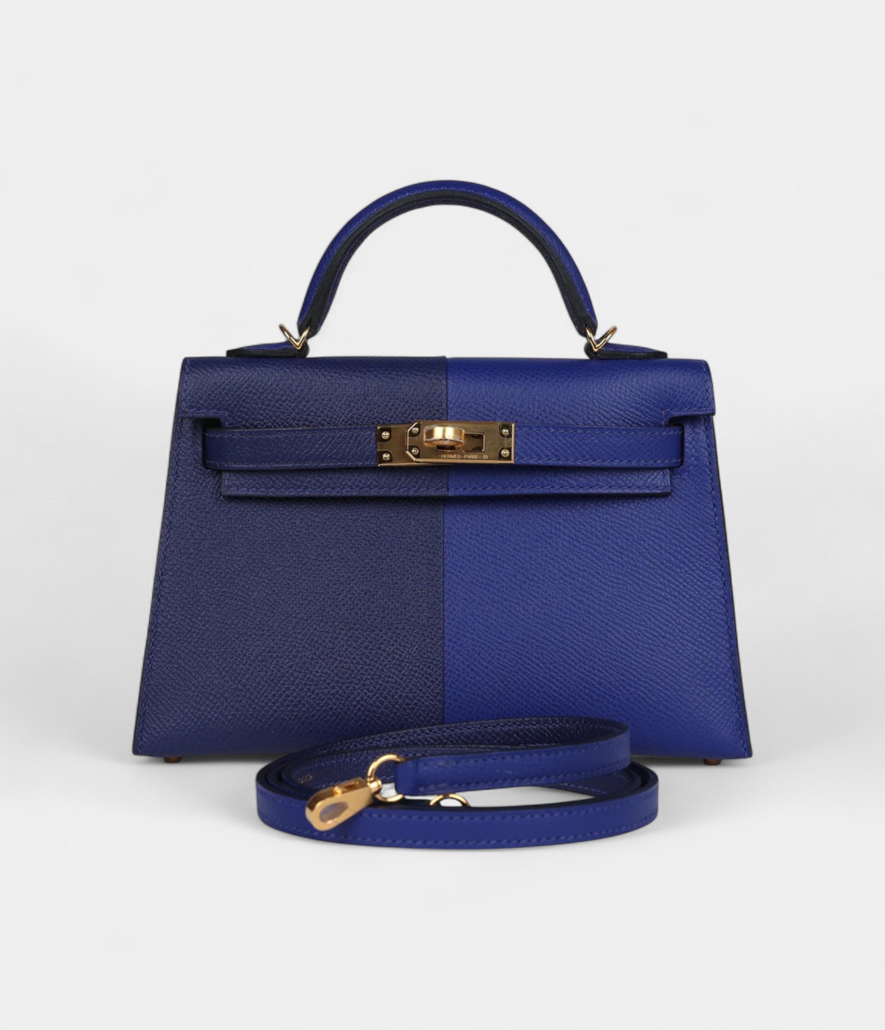 Hermès Kelly Sellier Jacket 20 Electric Blue and Ink Blue Epsom Gold Hardware
