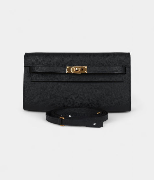 Hermès Kelly Wallet To Go Black Epsom Gold Hardware