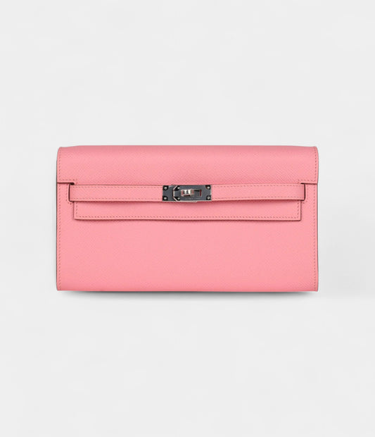 Hermès Kelly Wallet To Go Rose Confetti Epsom Palladium Hardware