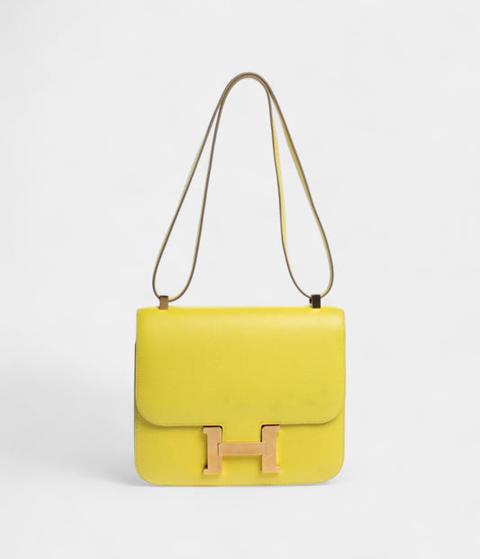 Hermes  Evercolor Lime Leather Constance 24 Bag