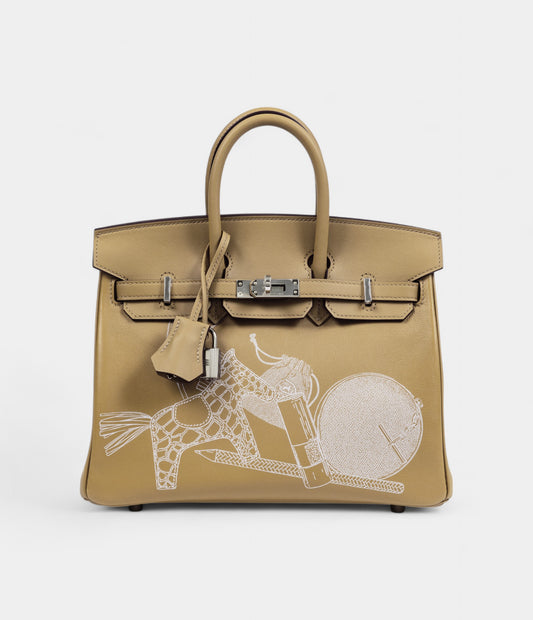 Hermès Limited Edition Biscuit Swift In and Out Birkin 25 Palladium Hardware