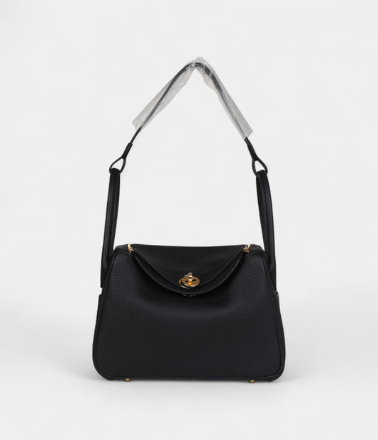 Hermès Lindy 26 Black Clemence Gold Hardware