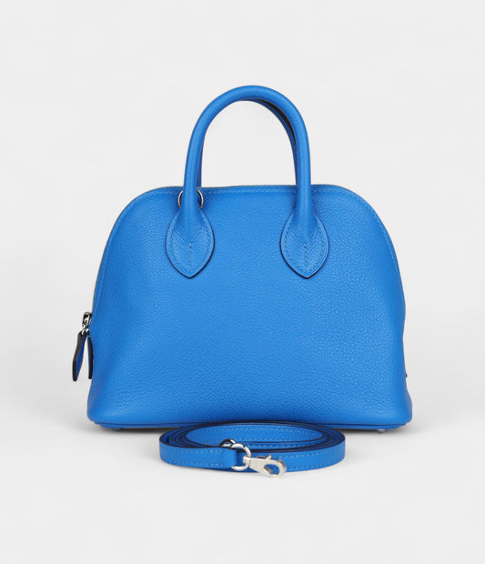 Hermès Mini 1923 Bolide Bleu France Evercolor Palladium Hardware