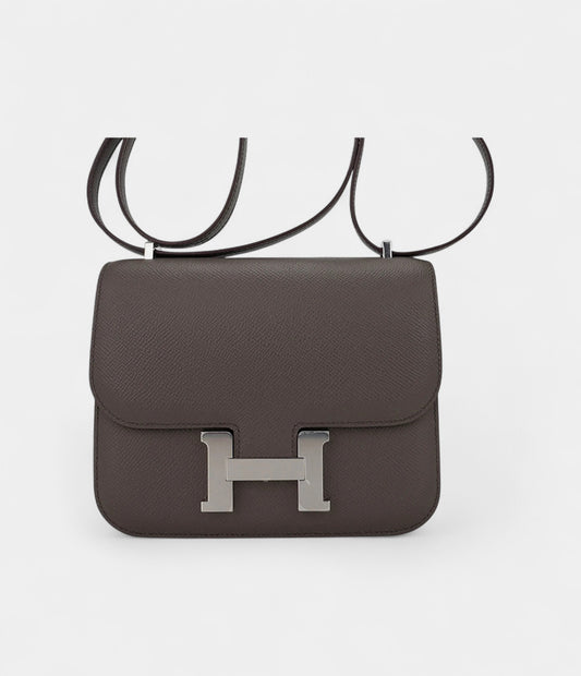 Hermes Mini Constance 18 Bag Etain Epsom Leather with Palladium Hardware