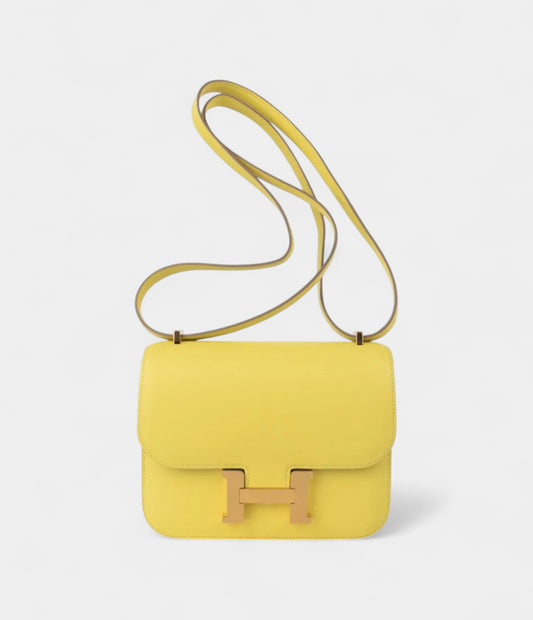 Hermes Mini Constance 18 Bag Lime Swift with Gold Hardware