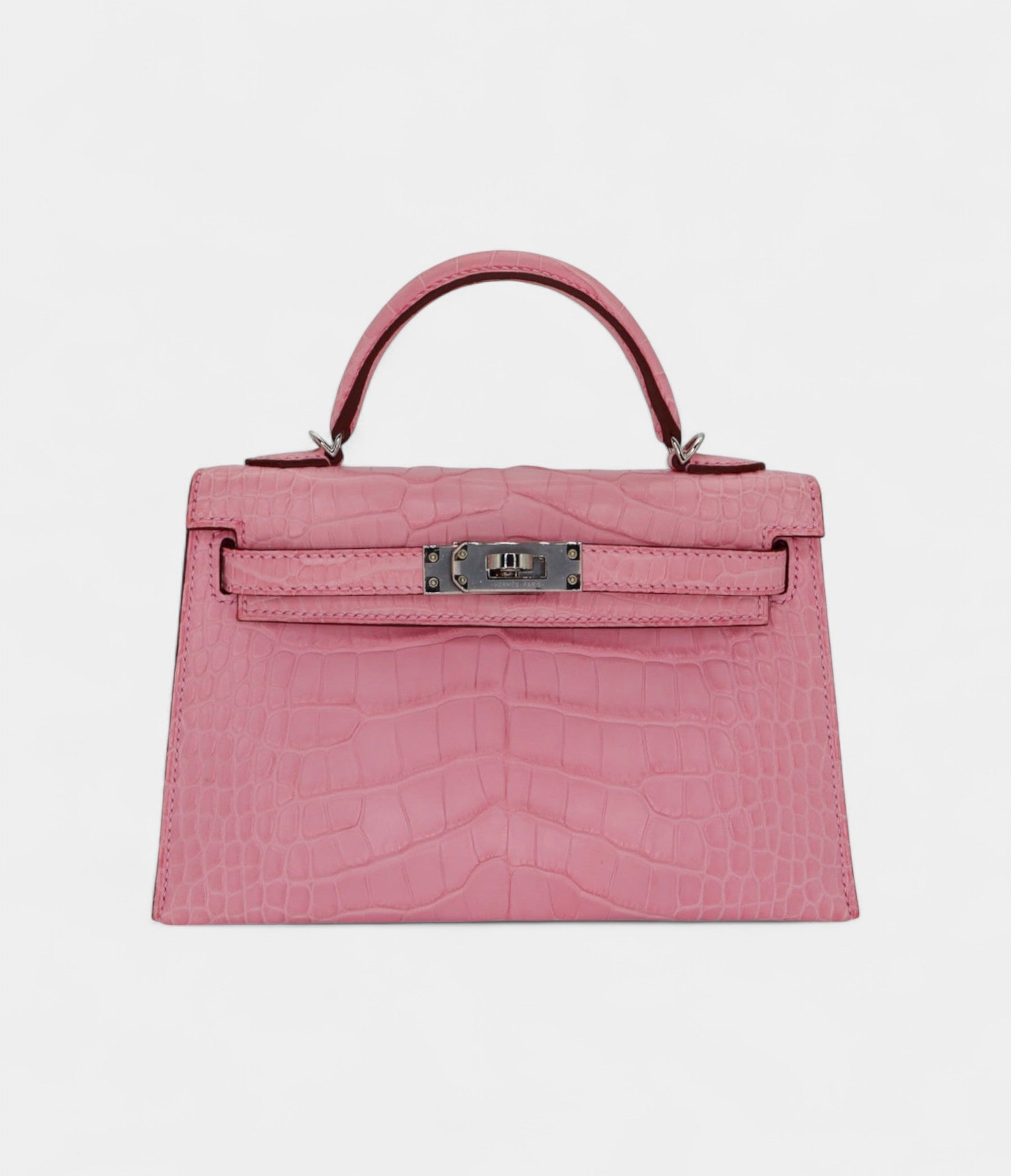 Hermès Mini Kelly II Bubblegum Matte Alligator Palladium Hardware