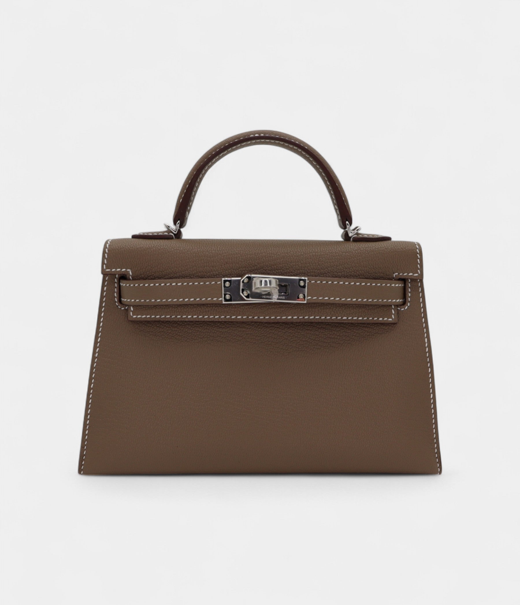 Hermès Mini Kelly II HSS Etoupe/White Chèvre Palladium Hardware