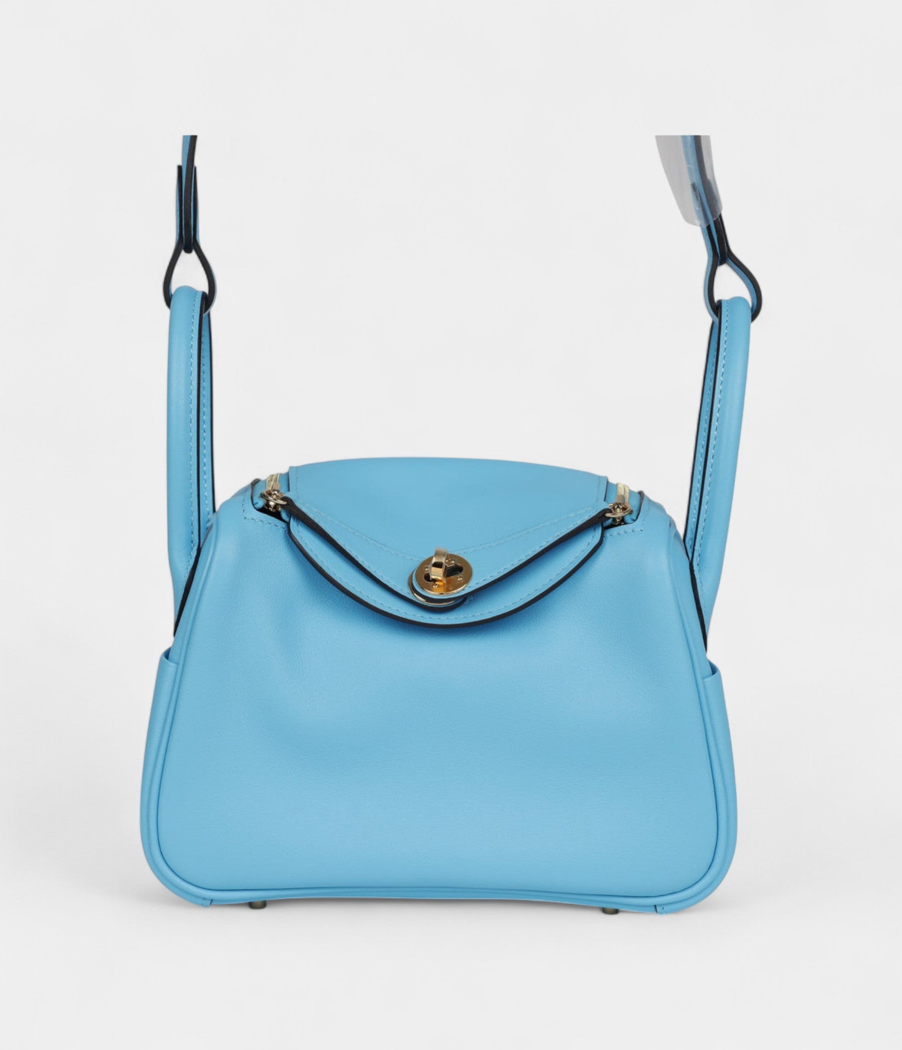 Hermès Mini Lindy Celeste Swift Gold Hardware