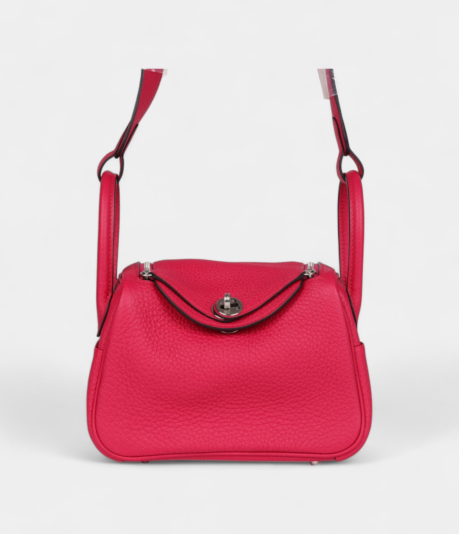 Hermès Mini Lindy Framboise Clemence Palladium Hardware