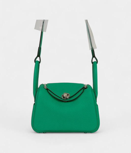 Hermès Mini Lindy Menthe Clemence Palladium Hardware