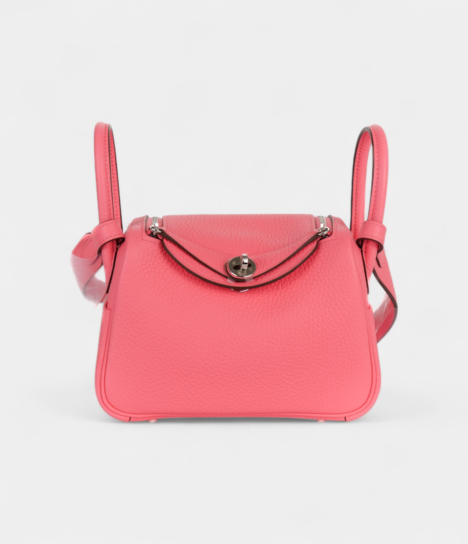 Hermès Mini Lindy Rose Azaleas Clemence Palladium Hardware