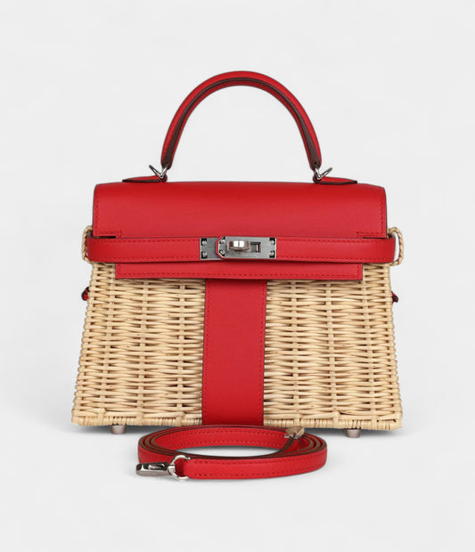 Hermès Mini Picnic Kelly 20 Rouge De Coeur Swift Palladium Hardware