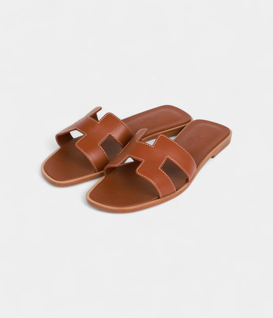 Hermès Oran Sandals Gold Box Calfskin 36