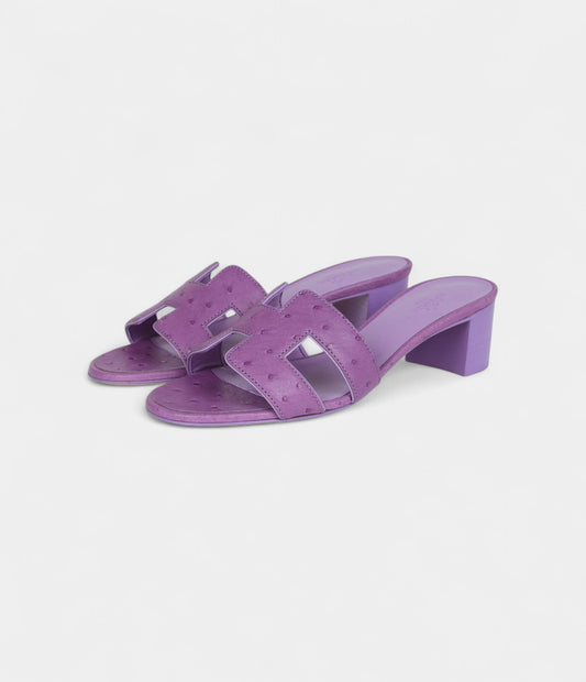 Hermès Oasis Sandals Violet Parma Ostrich